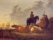Aelbert Cuyp Cattle with Horseman and Peasants oil painting